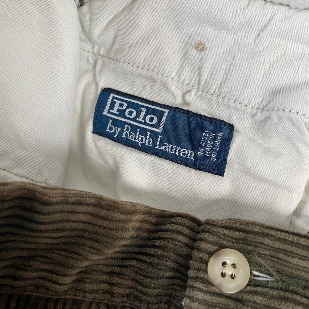 Vintage Polo Ralph Lauren Corduroy Pants Men 36x33 Green Relaxed